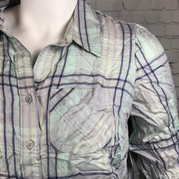 0X 1X 2X 3X Style & Co Mint Plaid Utility Shirt - Picture 6 of 6